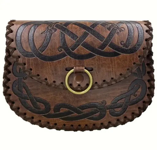 [RIÑONERA_00001] Riñonera vikinga de cuero sintético con relieve