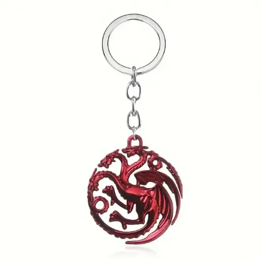 [LLAVERO_00003] Llavero de dragón de tres cabezas rojo